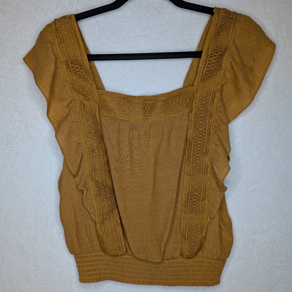Hope Yellow Ochre Cottagecore Blouse Size S